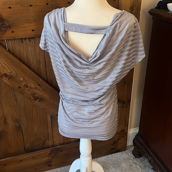 The Limited Sheer Short Sleeve Gray Top - Picture 2 of 4